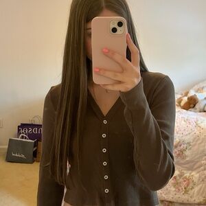 Brandy Melville Brown Button-Up Top